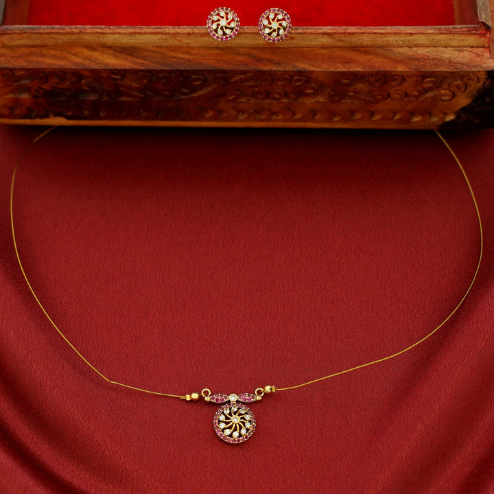 Mudra Circle String Neckpiece With Stud