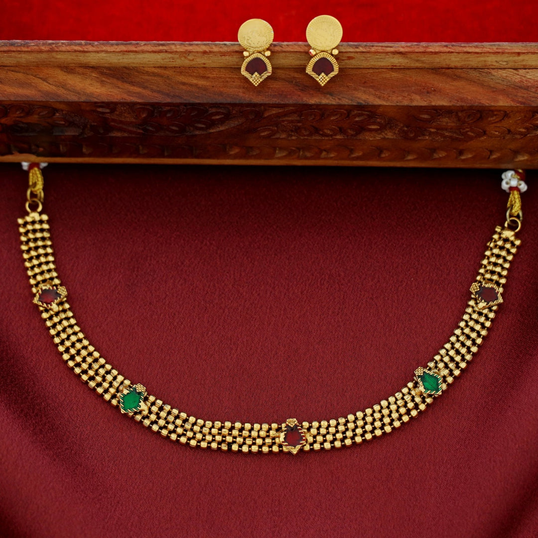 Mythily 4 Layer Golden Ball Enamel Palakka Choker With Stud