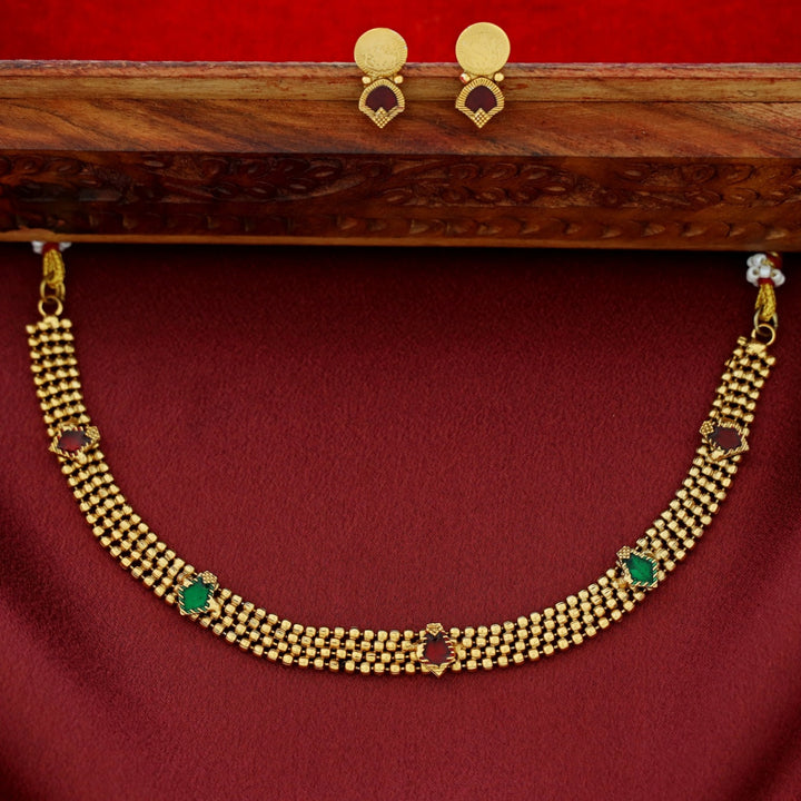 Mythily 4 Layer Golden Ball Enamel Palakka Choker With Stud