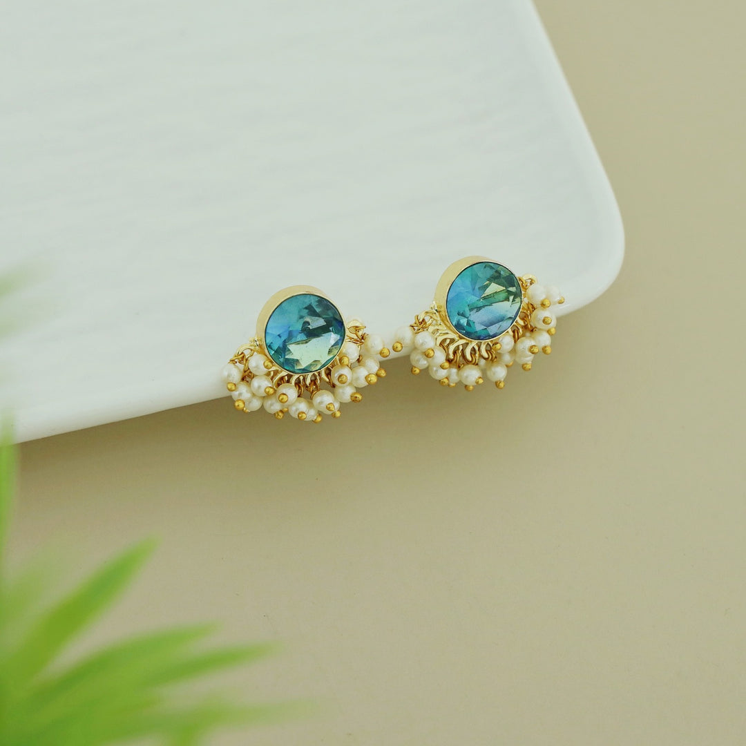 Kanval Glossy Half Pearl Earring