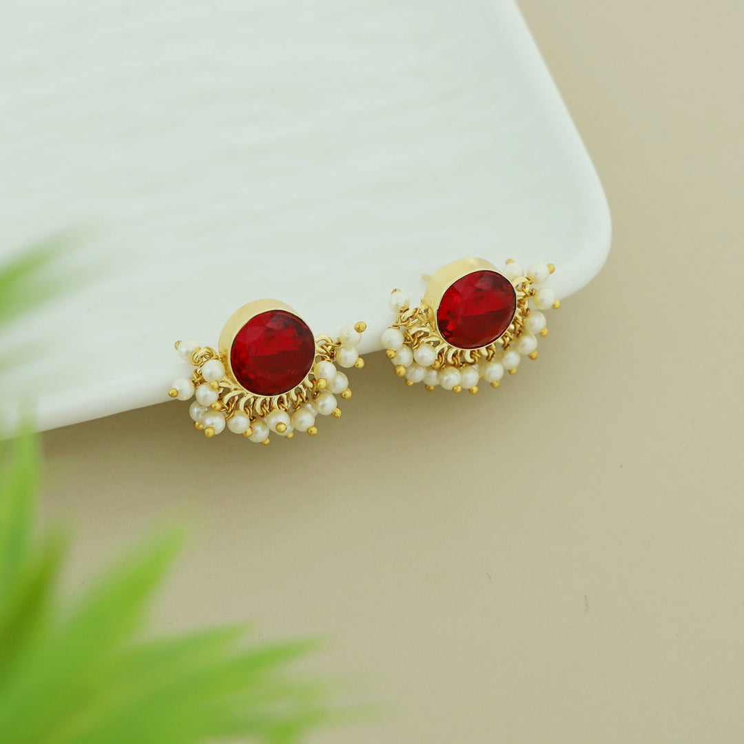 Kanval Glossy Half Pearl Earring