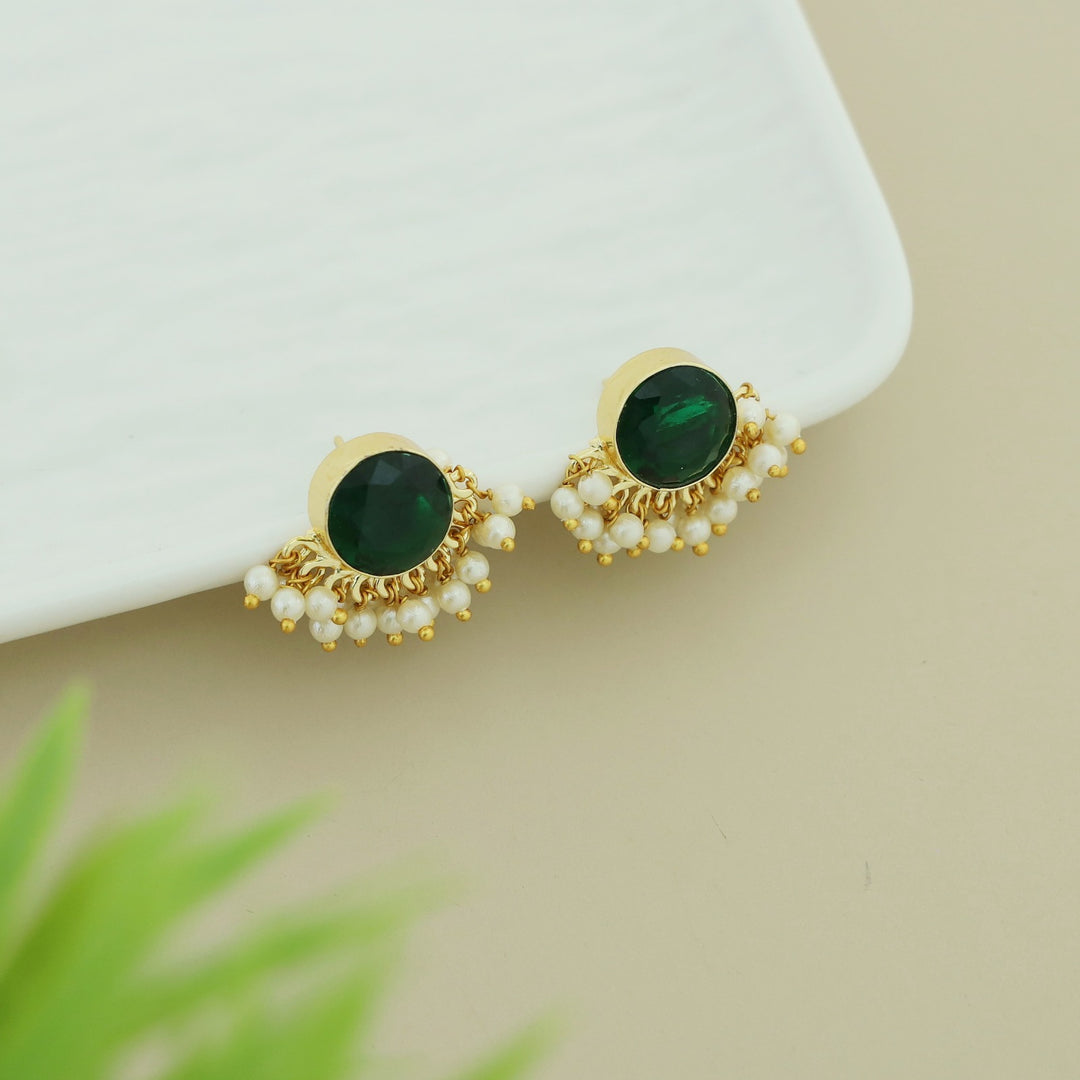 Kanval Glossy Half Pearl Earring