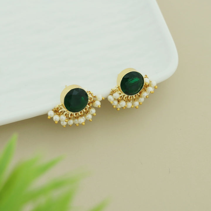 Kanval Glossy Half Pearl Earring