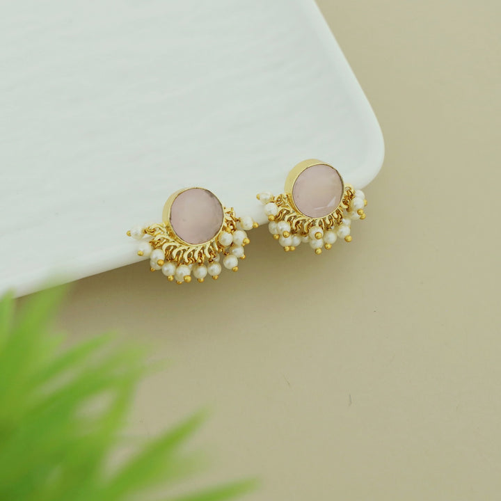 Kanval Glossy Half Pearl Earring