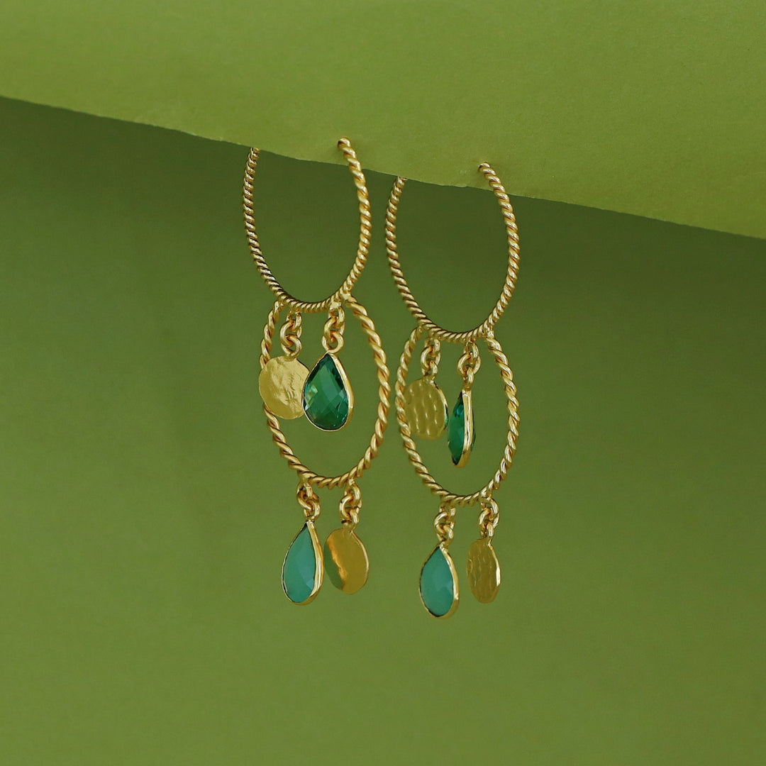 Elsa Golden Twisted Glossy Dual Hoop Earring