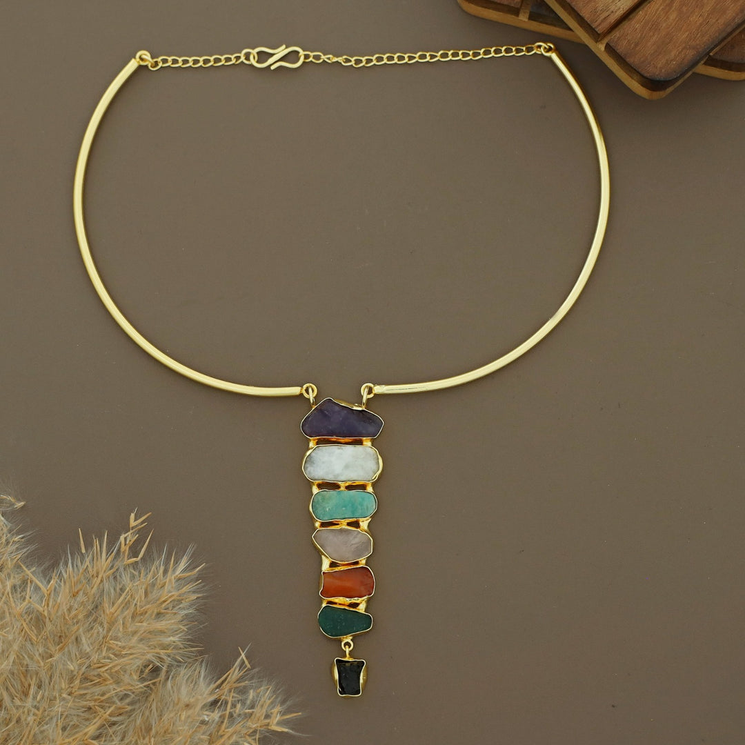 Saisha Multicolour Raw Stone Neck Cuff