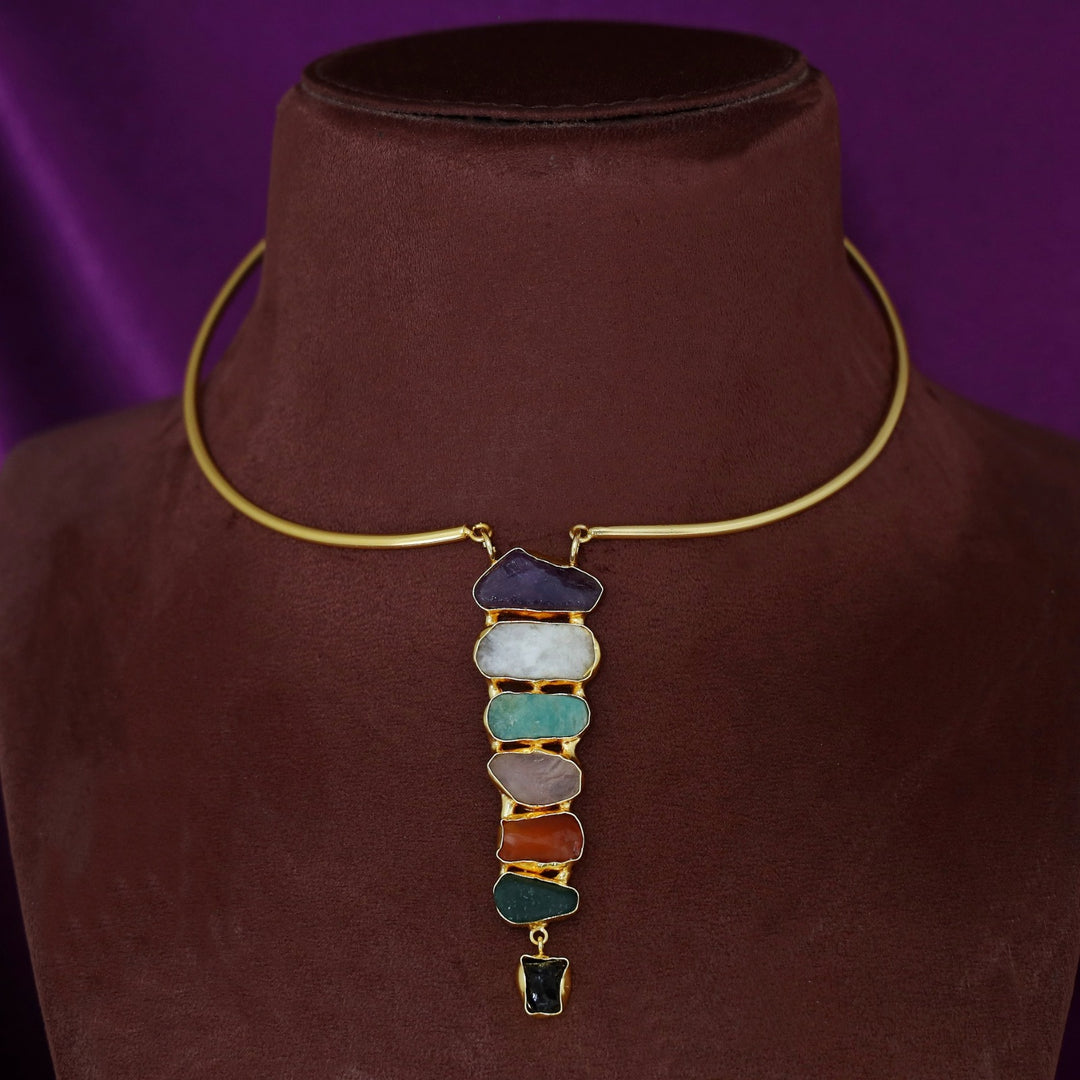 Saisha Multicolour Raw Stone Neck Cuff