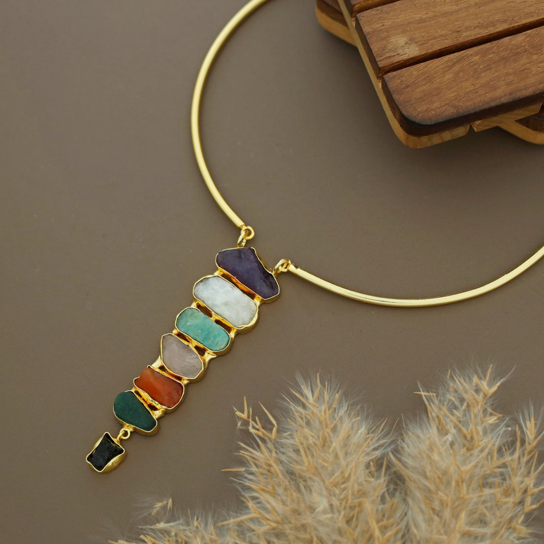 Saisha Multicolour Raw Stone Neck Cuff