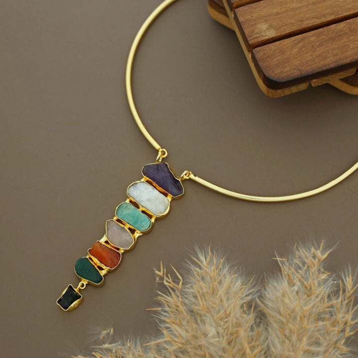 Saisha Multicolour Raw Stone Neck Cuff