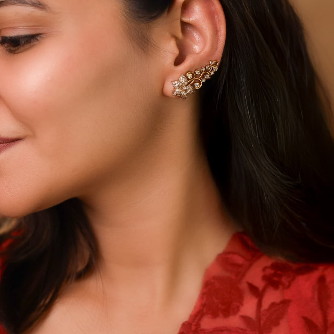 Himadri Golden Flower Ear-Cuff (Set of 2)