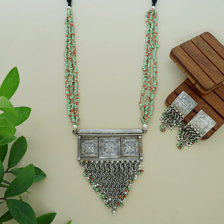 Adwitiya Antique Long Neckpiece With Earring