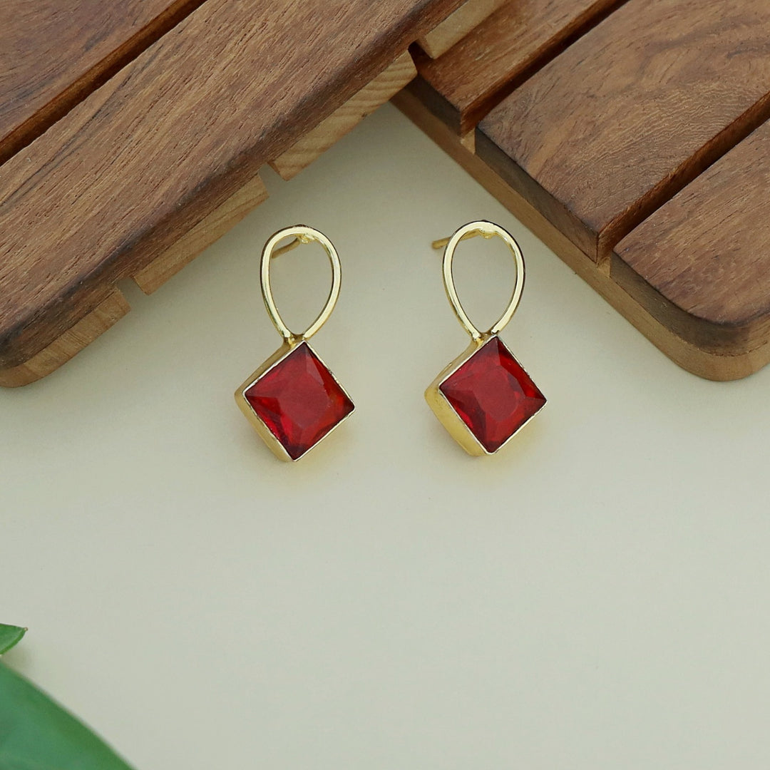 Adorn Diamond Drop Glossy Neckpiece With Earring