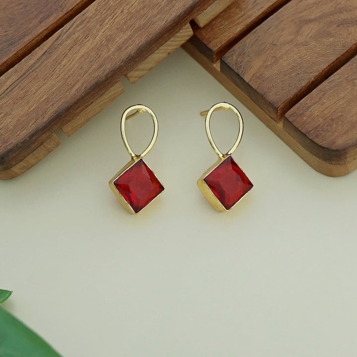 Adorn Diamond Drop Glossy Neckpiece With Earring