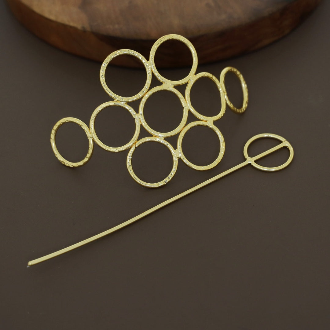 Manya Hammered 9 Circle Hair Pin