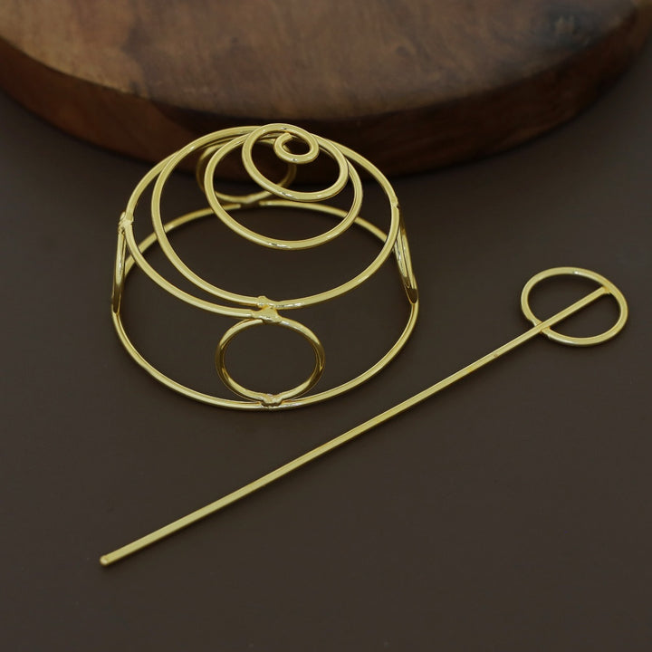 Emerie Golden Hair Bun Cage With Stick