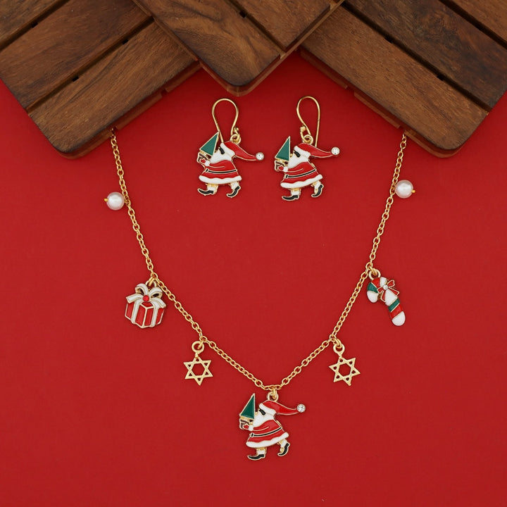 X'mas Charm Tri Pendant + Pearl Star Neckpiece With Drop