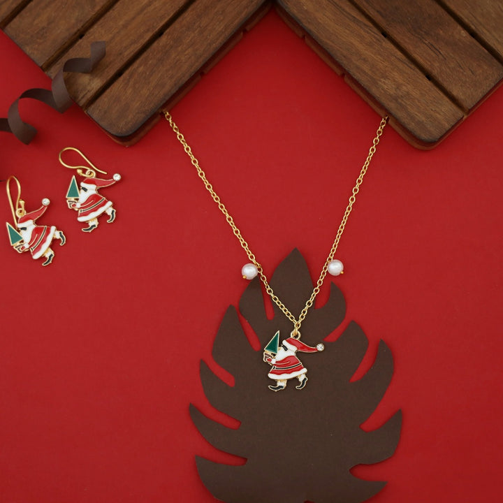 X'mas Charm Single Pendant + Pearl Neckpiece With Drop