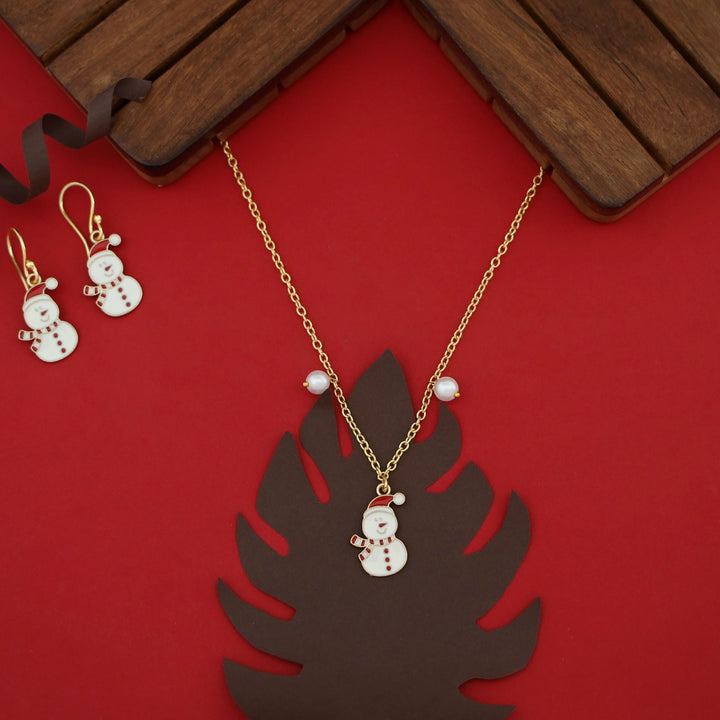 X'mas Charm Single Pendant + Pearl Neckpiece With Drop