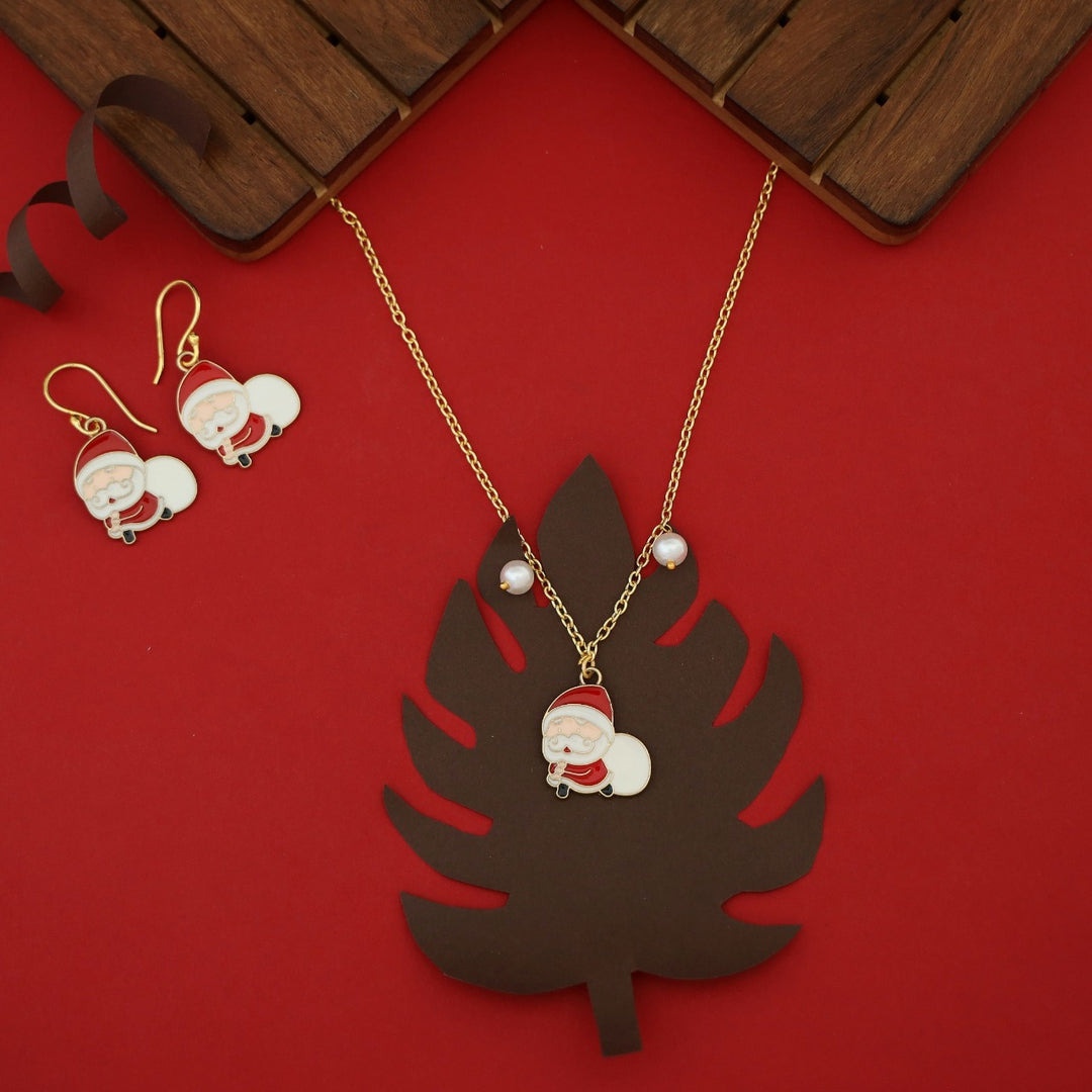 X'mas Charm Single Pendant + Pearl Neckpiece With Drop