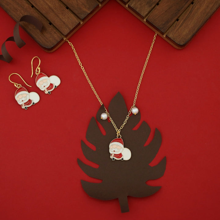 X'mas Charm Single Pendant + Pearl Neckpiece With Drop