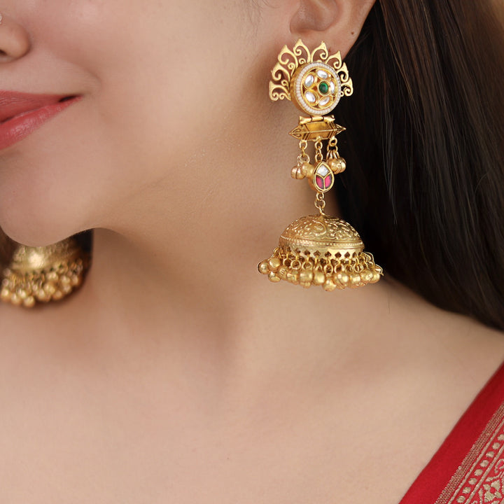 Tanika Golden Ghungroo Kashmiri Jhumka