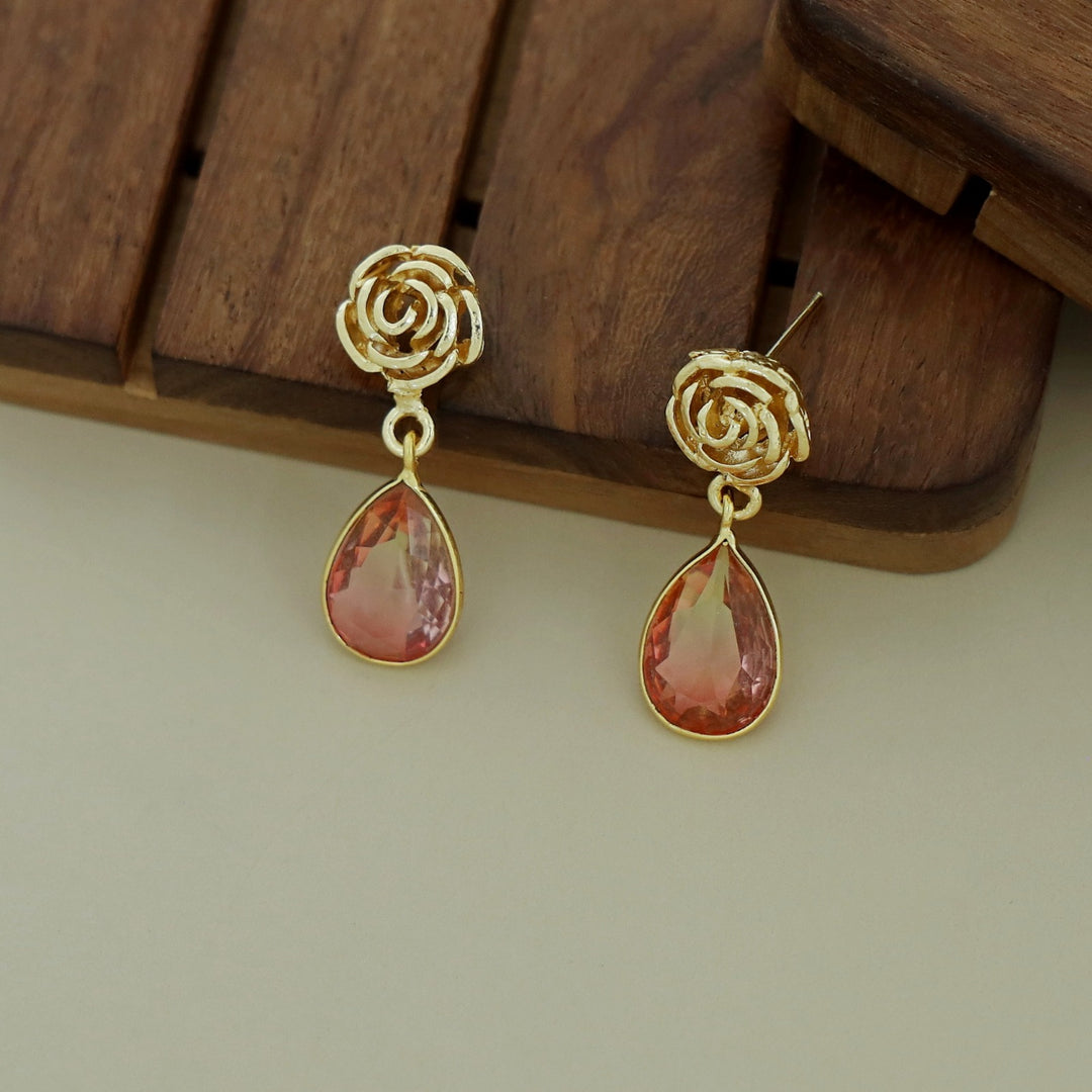 Rosette Drop Glossy Earring