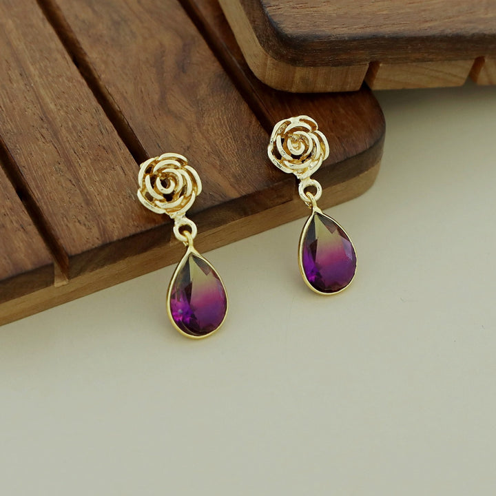 Rosette Drop Glossy Earring