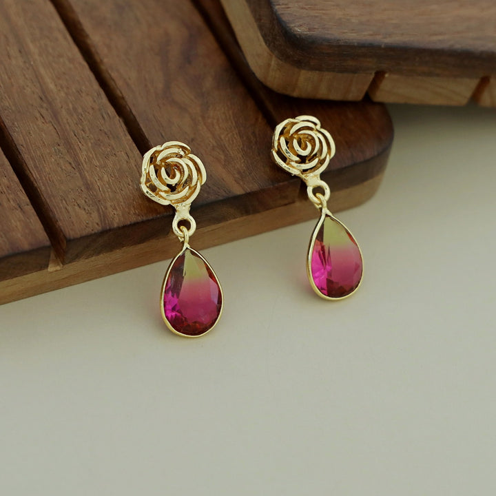 Rosette Drop Glossy Earring