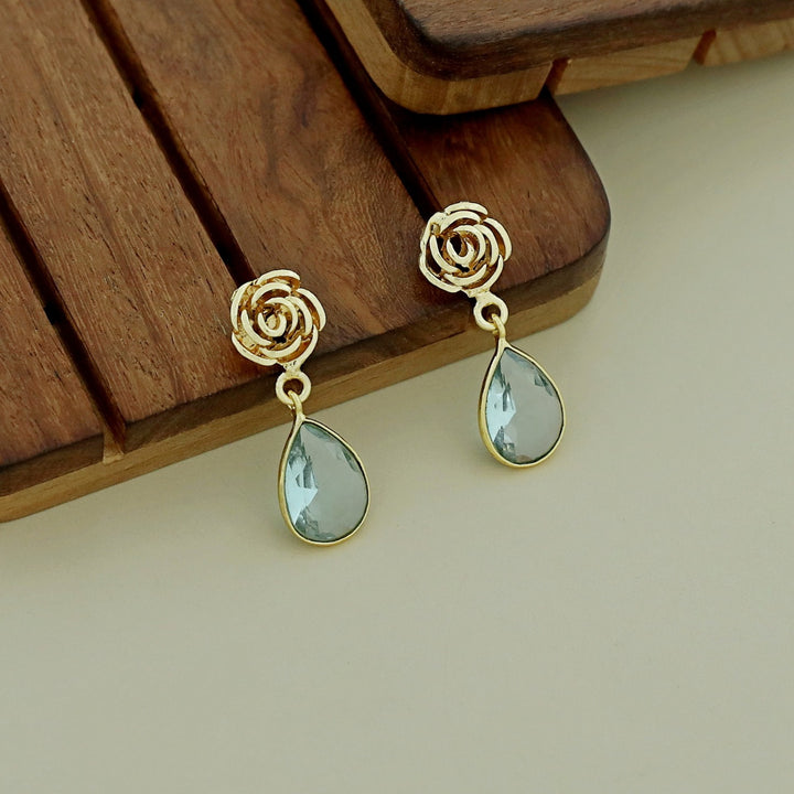 Rosette Drop Glossy Earring