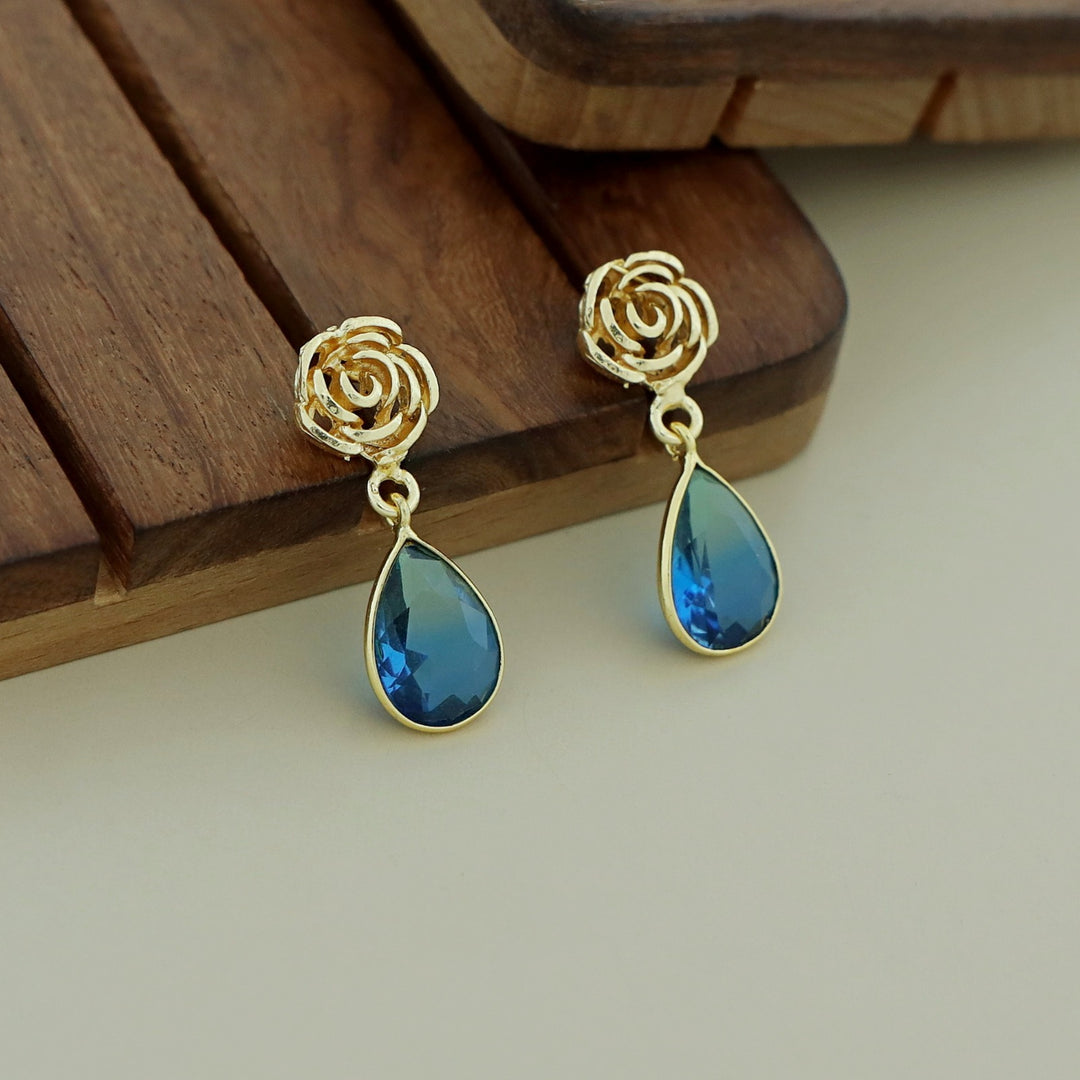 Rosette Drop Glossy Earring