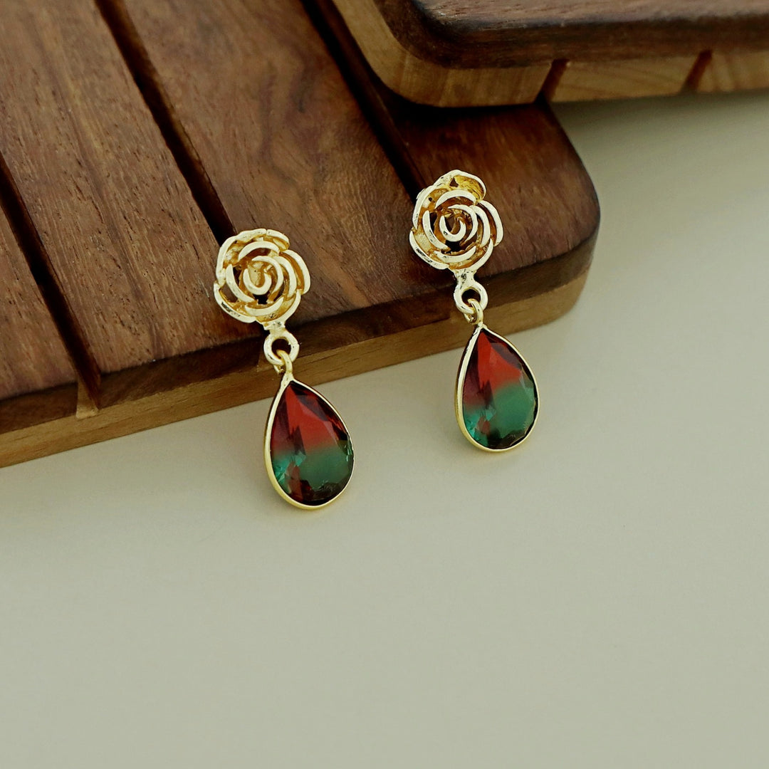 Rosette Drop Glossy Earring