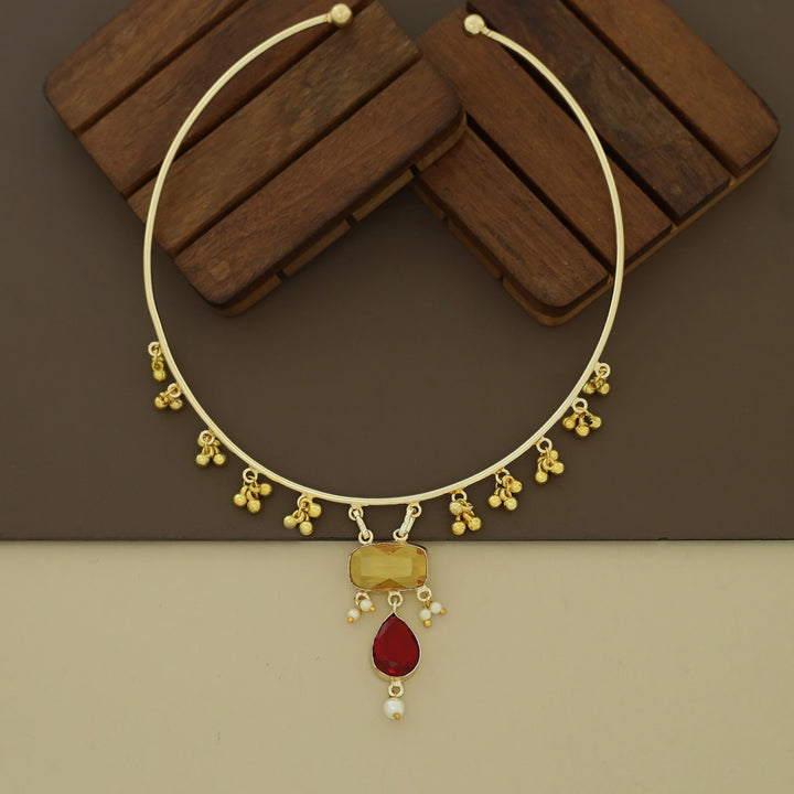 Golden Ghungroo Glossy Pearl Neck Cuff