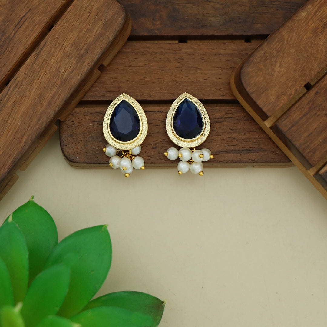 Giada Textured Drop Glossy Stone Pearl Earring