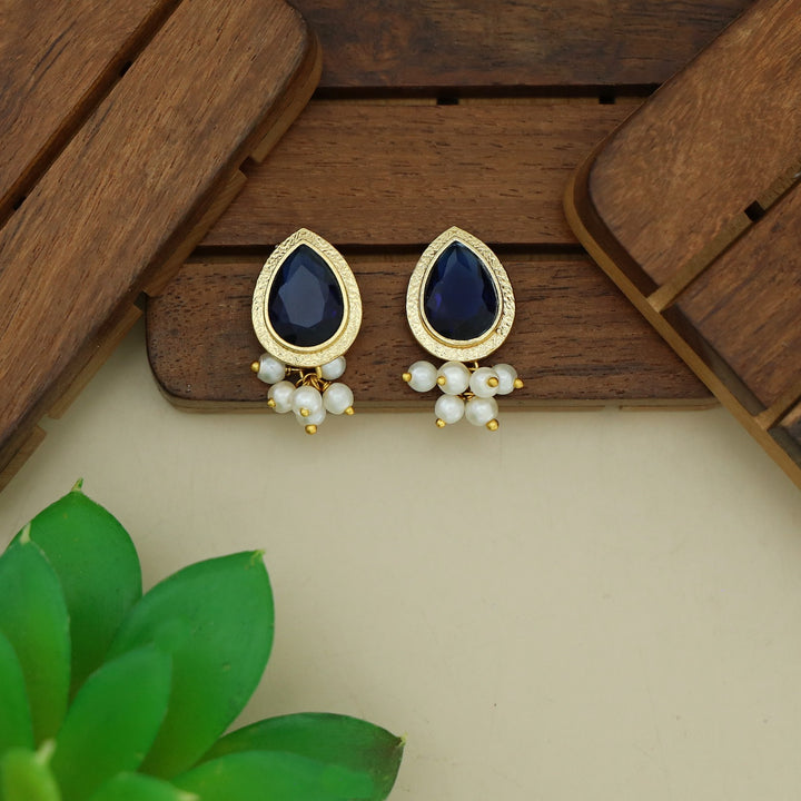 Giada Textured Drop Glossy Stone Pearl Earring