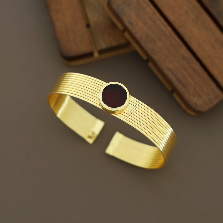 Golden Layered Raw Stone Bangle