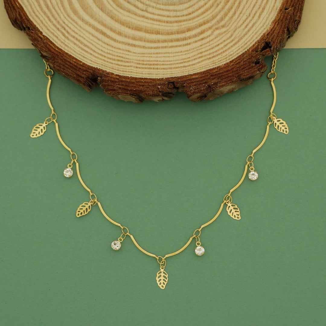 Golden Stick Hanging Star Glossy Stone Neckpiece