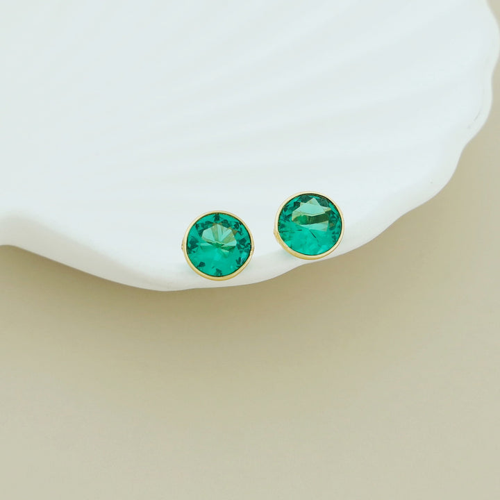 Taina Glossy Round Stone Stud