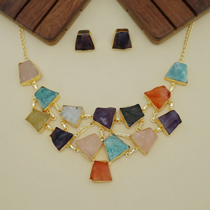 Ziya Raw Stone Neckpiece With Stud