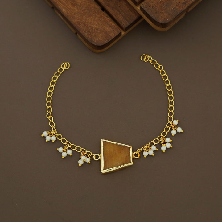 Marsha Raw Stone Pearl Bracelet