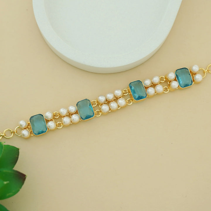 Aphros Pearl Rectangle Glossy Stone Choker