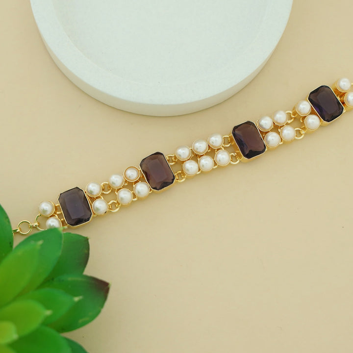 Aphros Pearl Rectangle Glossy Stone Choker