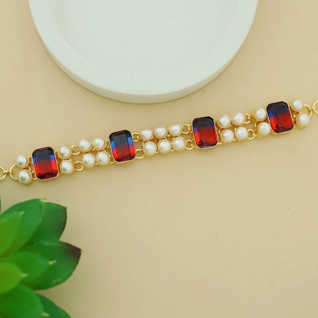 Aphros Pearl Rectangle Glossy Stone Choker