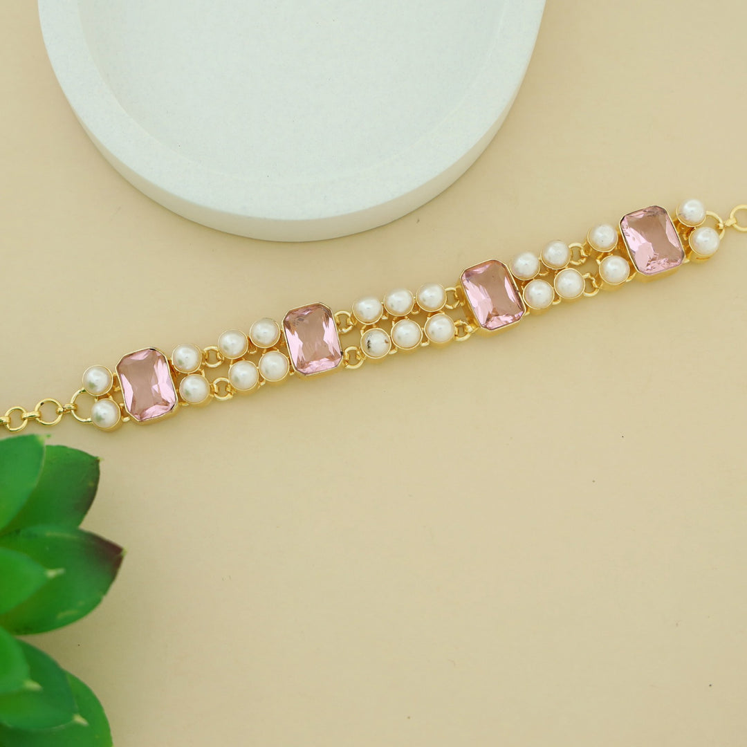 Aphros Pearl Rectangle Glossy Stone Choker