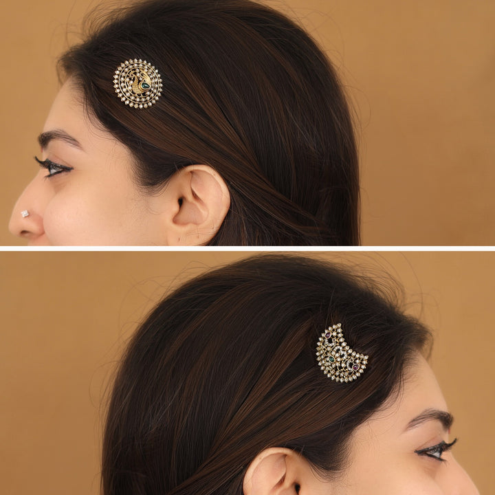 Kirisha Myura Half Moon Hair Brooch ( Set Of 2 )