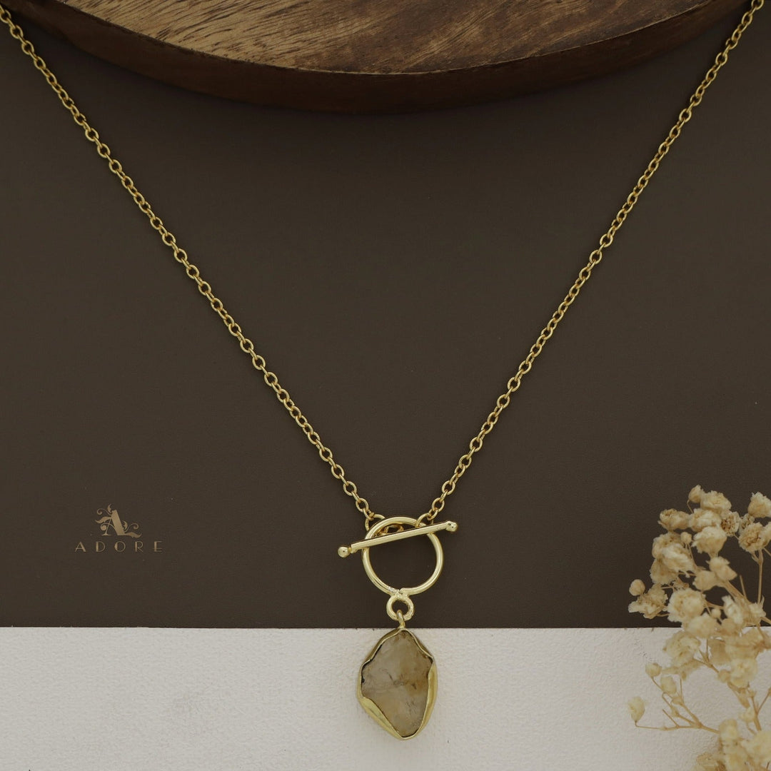 Yuka Golden Ring Raw Stone Neckpiece