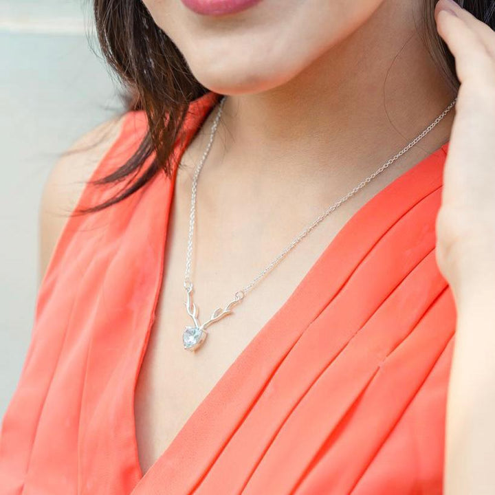 Silver Deer Heart Neckpiece - 925 Sterling Silver