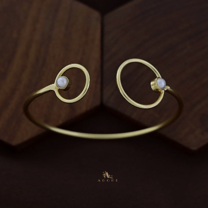Valma Golden Twin Circle Pearl Bangle