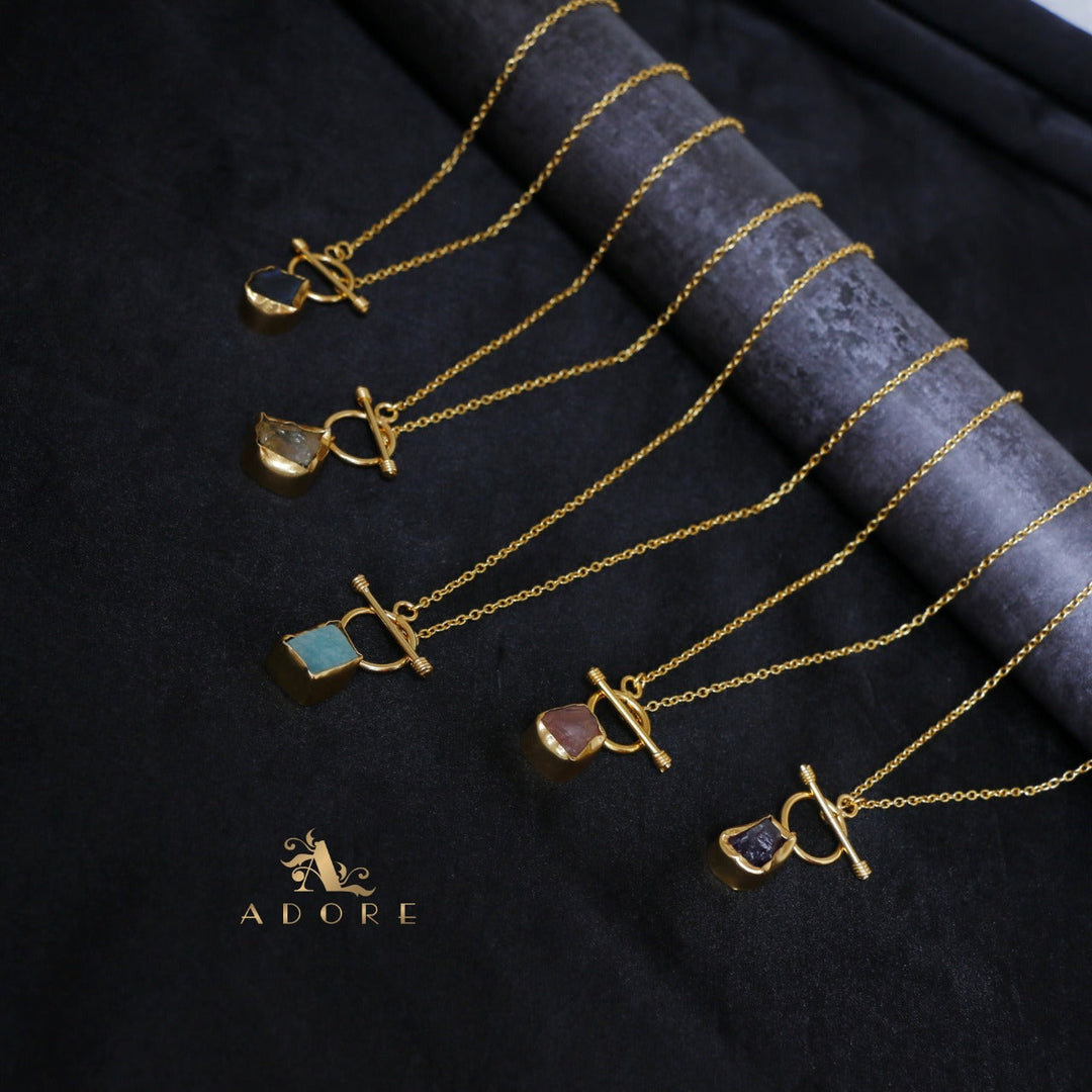 Yuka Golden Ring Raw Stone Neckpiece