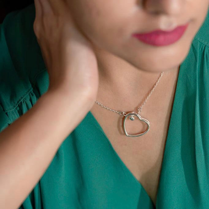 Silver Dual Heart Neckpiece - 925 Sterling Silver