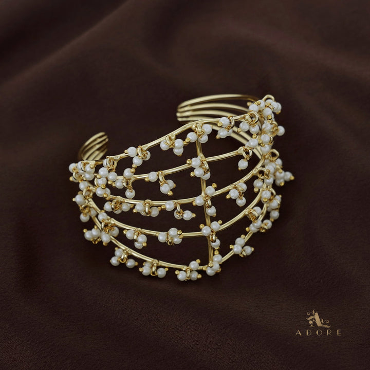 Amelia Five Layer Cluster Pearl Golden Bangle